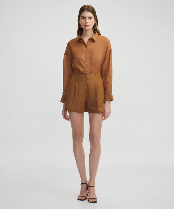Ipekyol Loose Fit Linen Shirt Tobacco