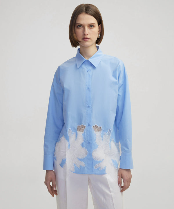 Ipekyol Poplin Shirt With Contrast Transparent Details Blue