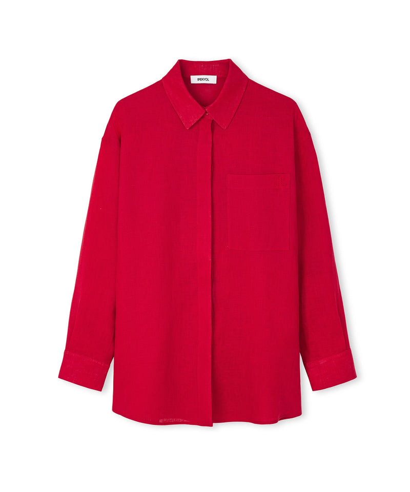 Ipekyol Linen Shirt With Hidden Placket Cherry