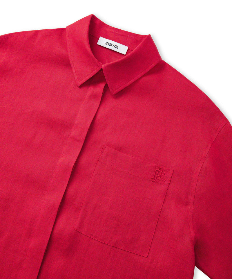 Ipekyol Linen Shirt With Hidden Placket Cherry