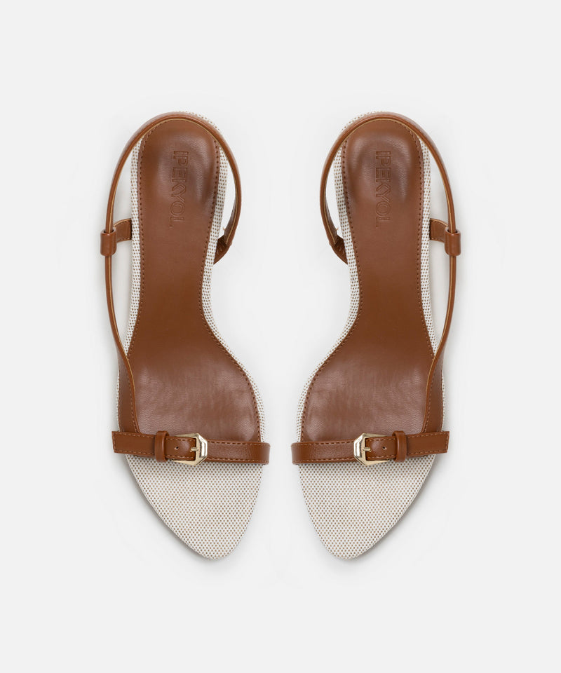 Ipekyol Minimal Metal Buckle Heels Brown