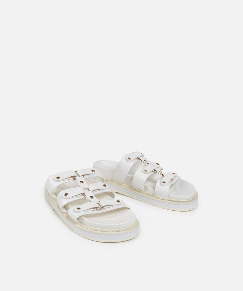 Ipekyol Multi-Strap Slippers With Troc Print White