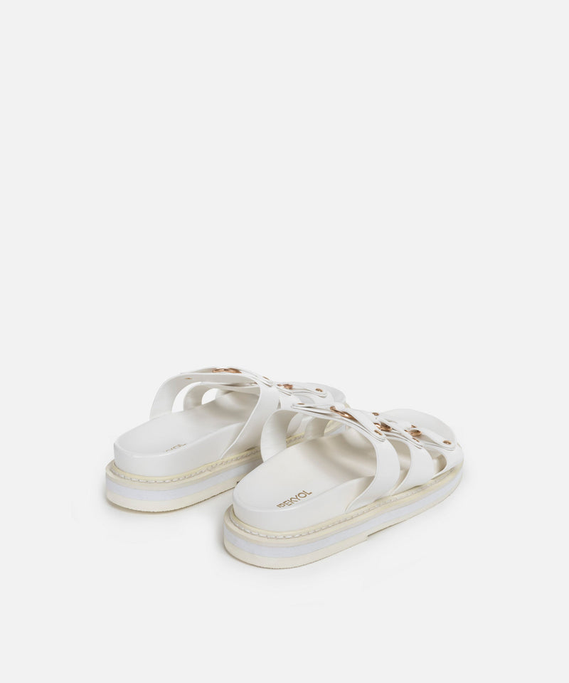 Ipekyol Multi-Strap Slippers With Troc Print White