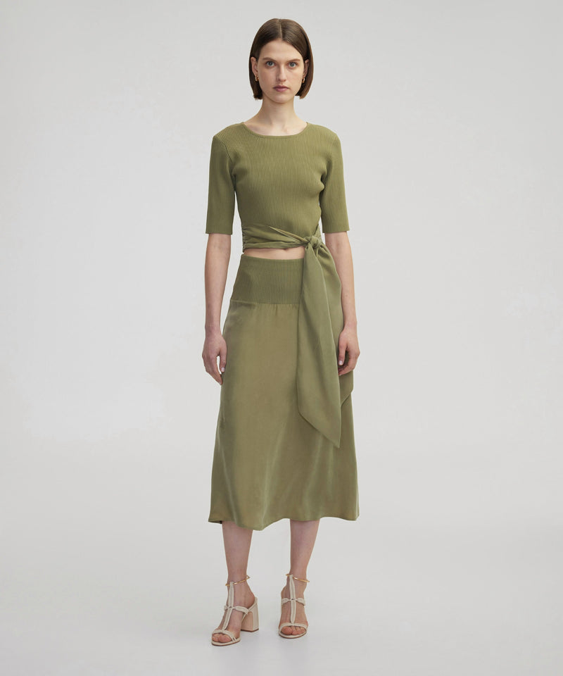 Ipekyol Slim Fit Knitwear With Waist Tie Khaki