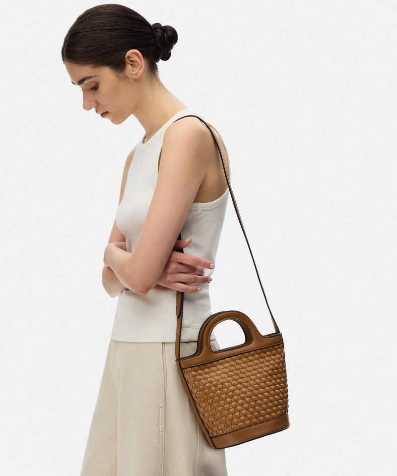 Ipekyol Knitted Textured Bucket Bag Brown