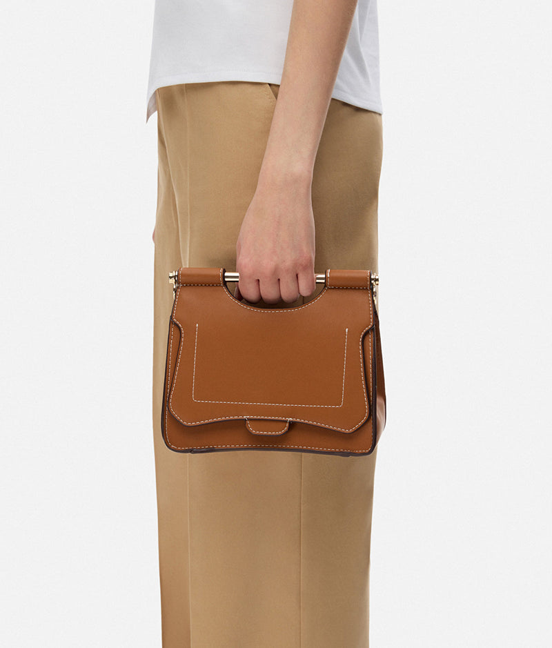 Ipekyol Leather Look Bag With Metal Handle Brown