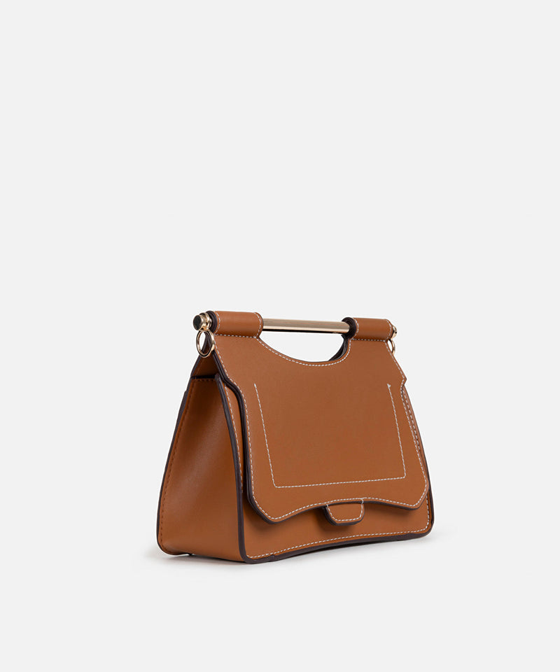 Ipekyol Leather Look Bag With Metal Handle Brown