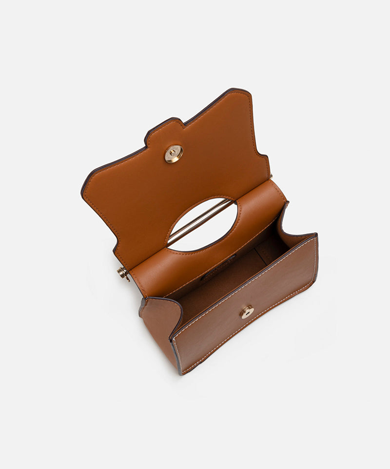Ipekyol Leather Look Bag With Metal Handle Brown