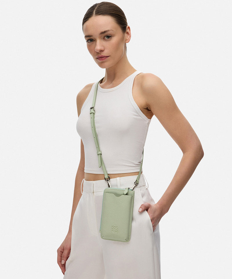 Ipekyol Monogram Printed Leather Look Bag Green