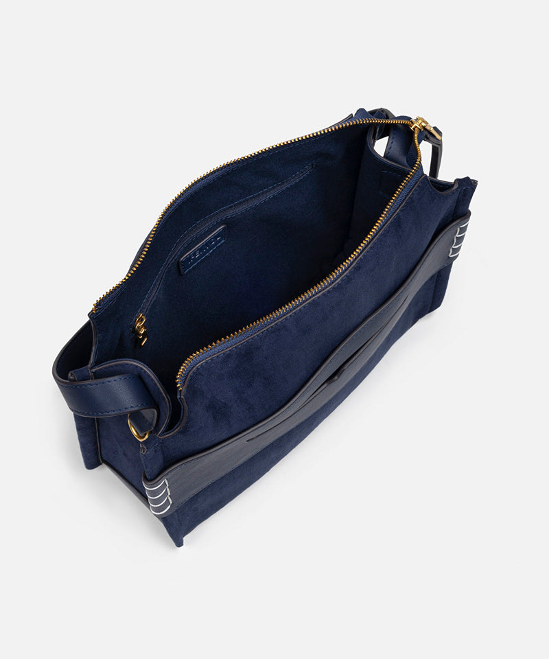 Ipekyol Contrast Textured Double Strap Bag Navy
