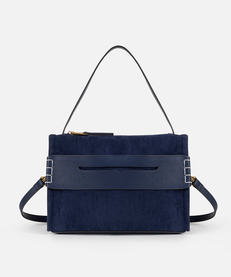 Ipekyol Contrast Textured Double Strap Bag Navy