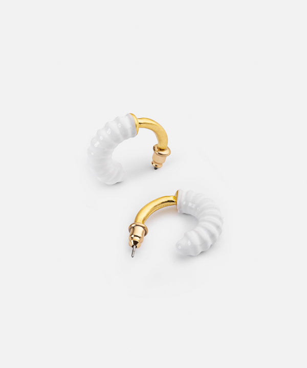 Ipekyol Contrast Resin Hoop Earrings White