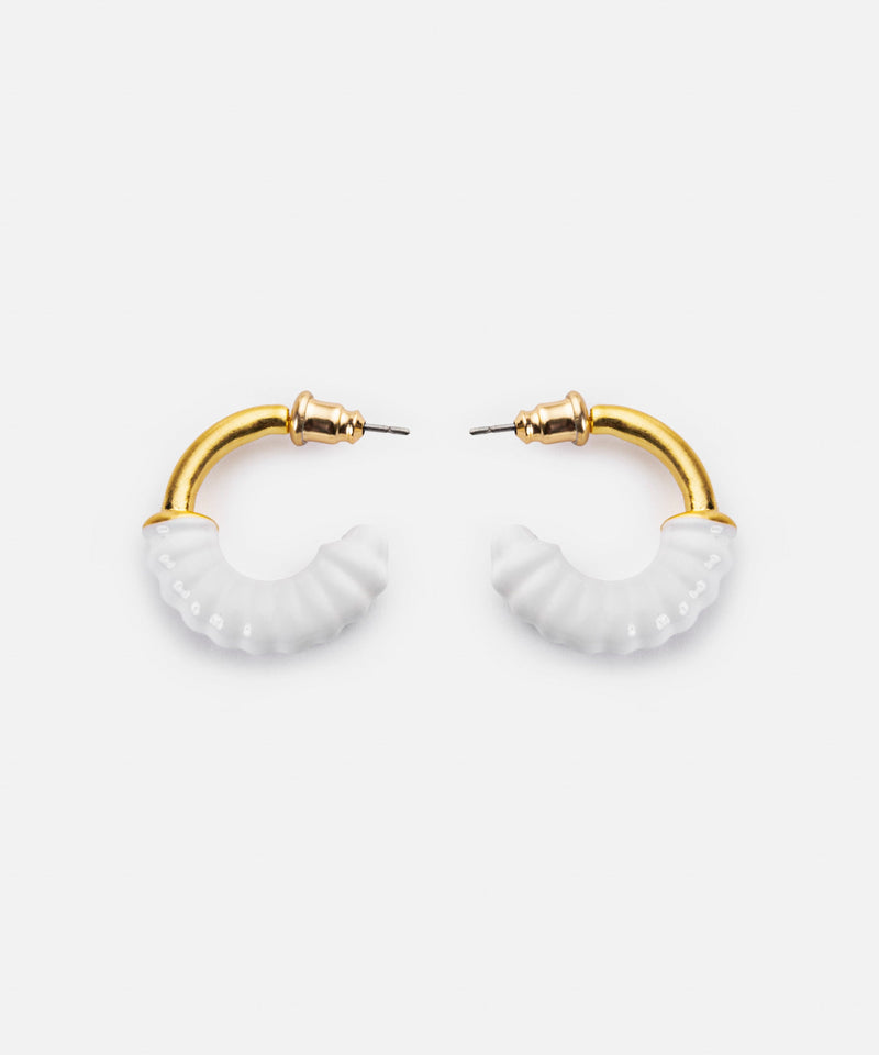 Ipekyol Contrast Resin Hoop Earrings White