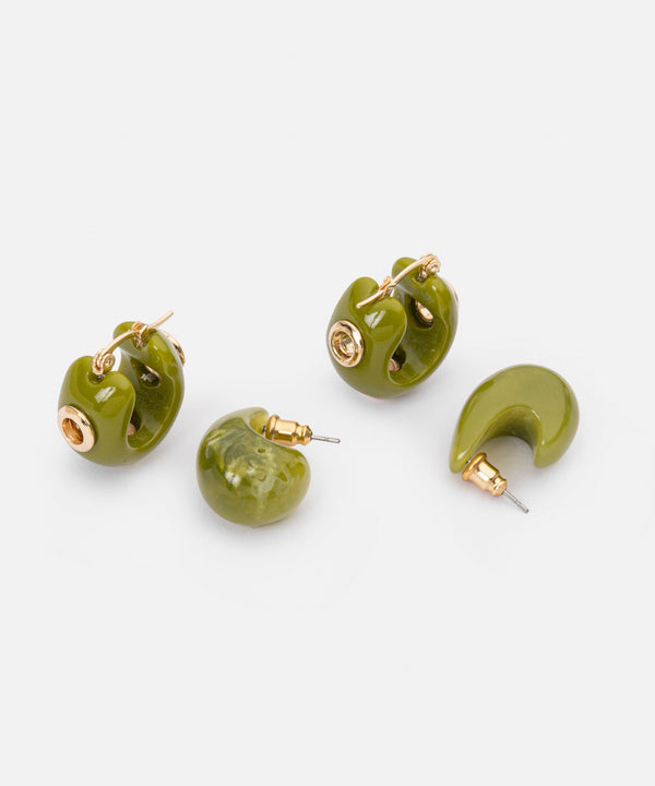 Ipekyol Double Earring Set Green