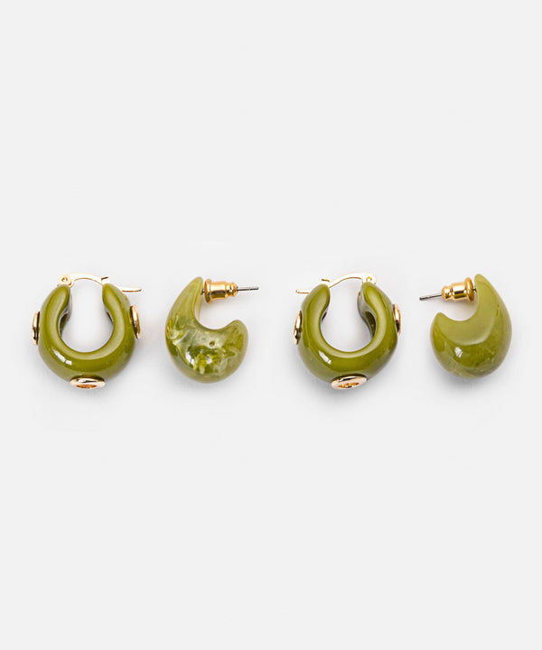 Ipekyol Double Earring Set Green