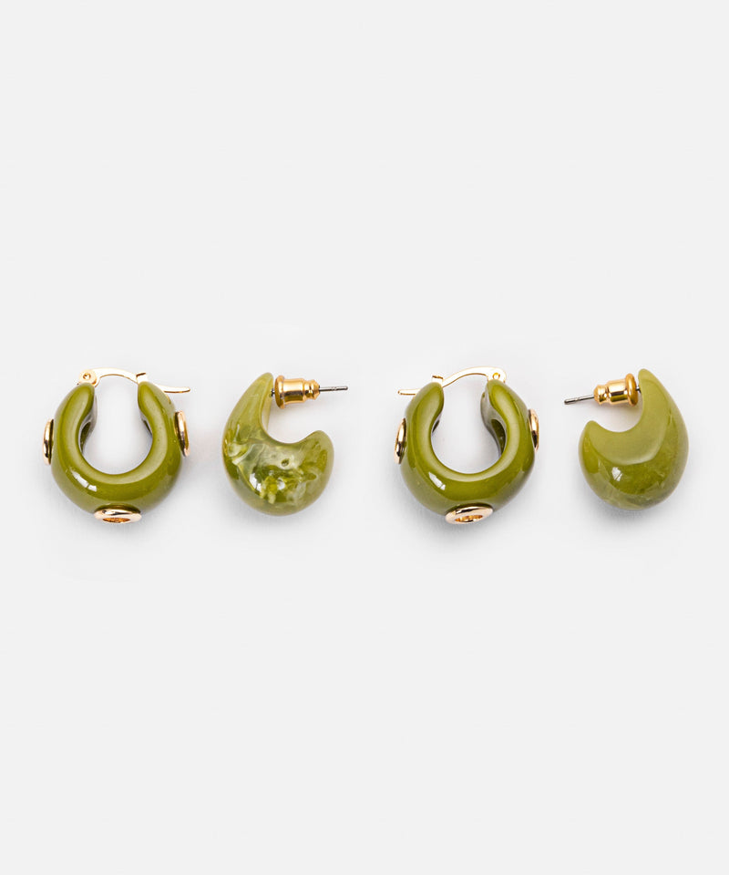Ipekyol Double Earring Set Green