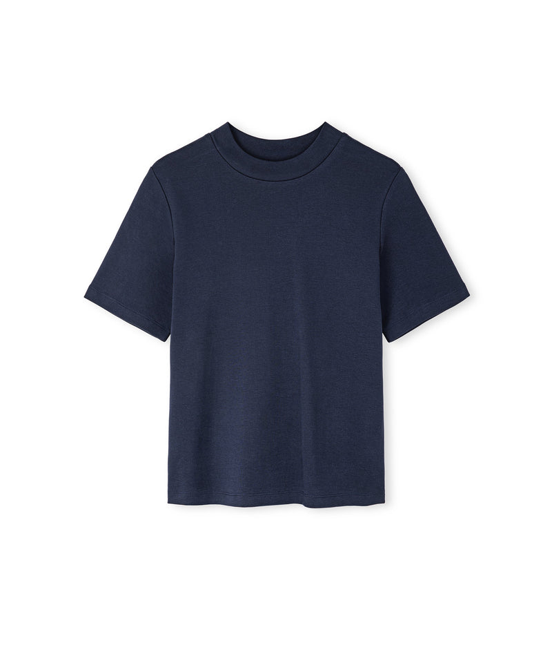 Ipekyol Basic High Collar T-Shirt Navy