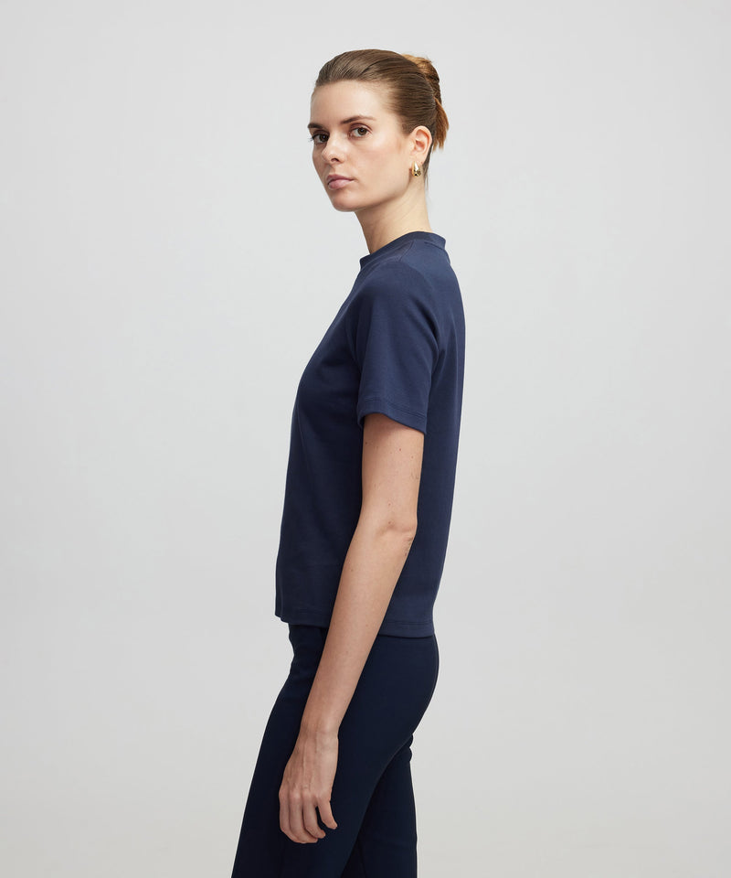 Ipekyol Basic High Collar T-Shirt Navy