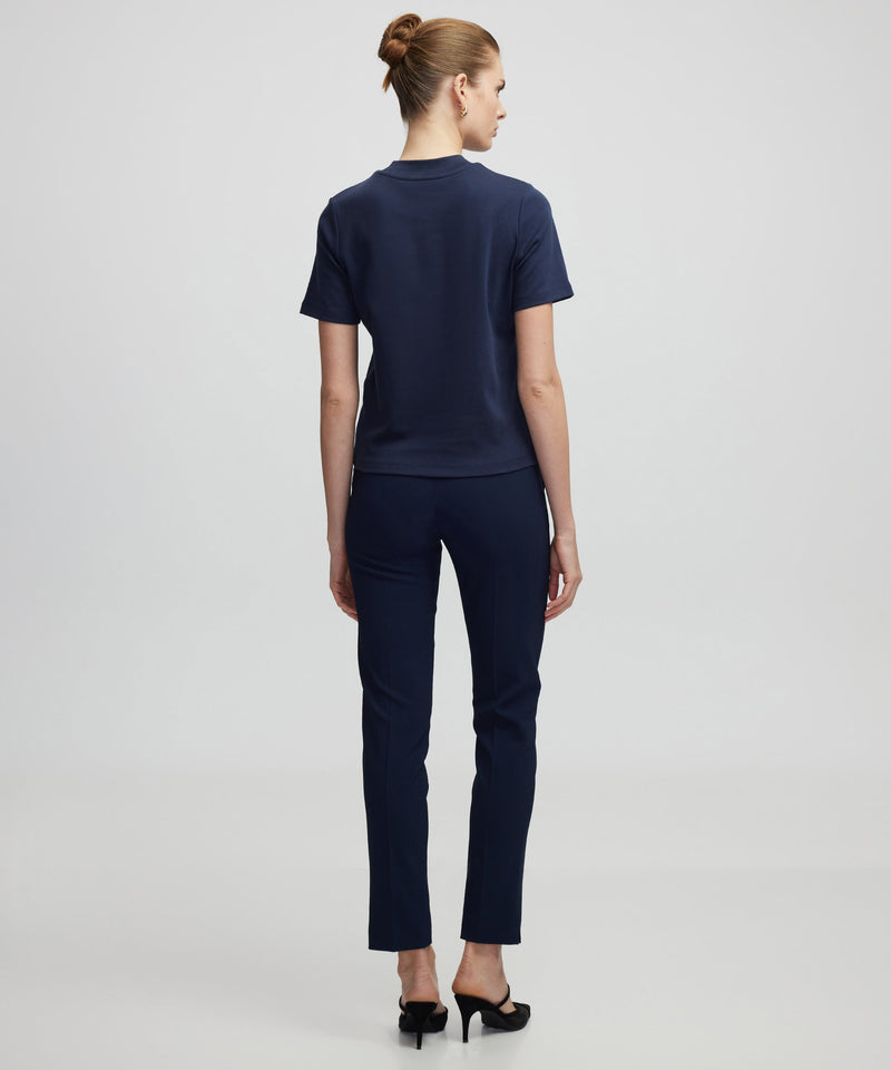 Ipekyol Basic High Collar T-Shirt Navy