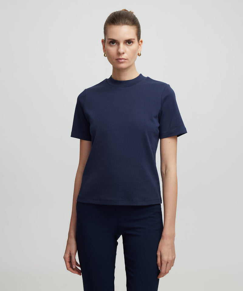 Ipekyol Basic High Collar T-Shirt Navy