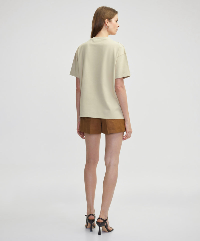 Ipekyol Palm Tree Embroidered T-Shirt Natural