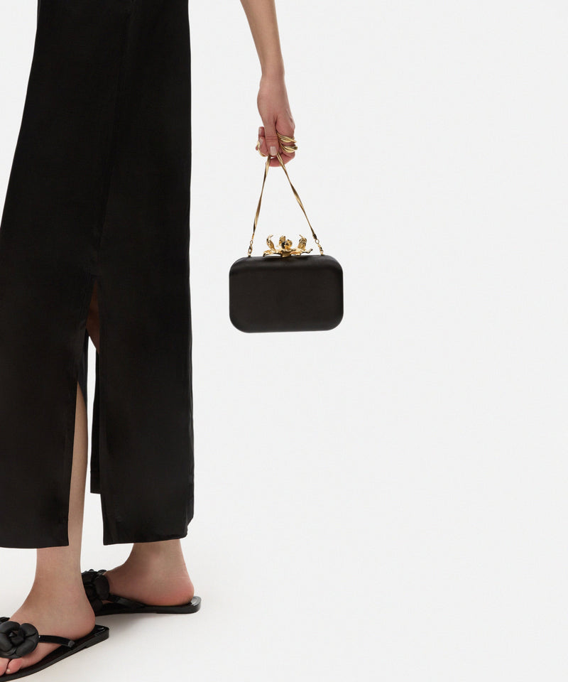 Ipekyol Metal Flower Buckle Clutch Black