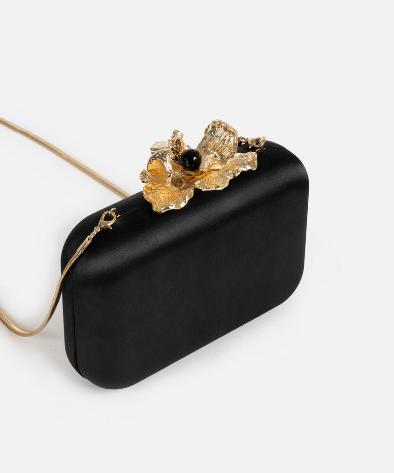 Ipekyol Metal Flower Buckle Clutch Black