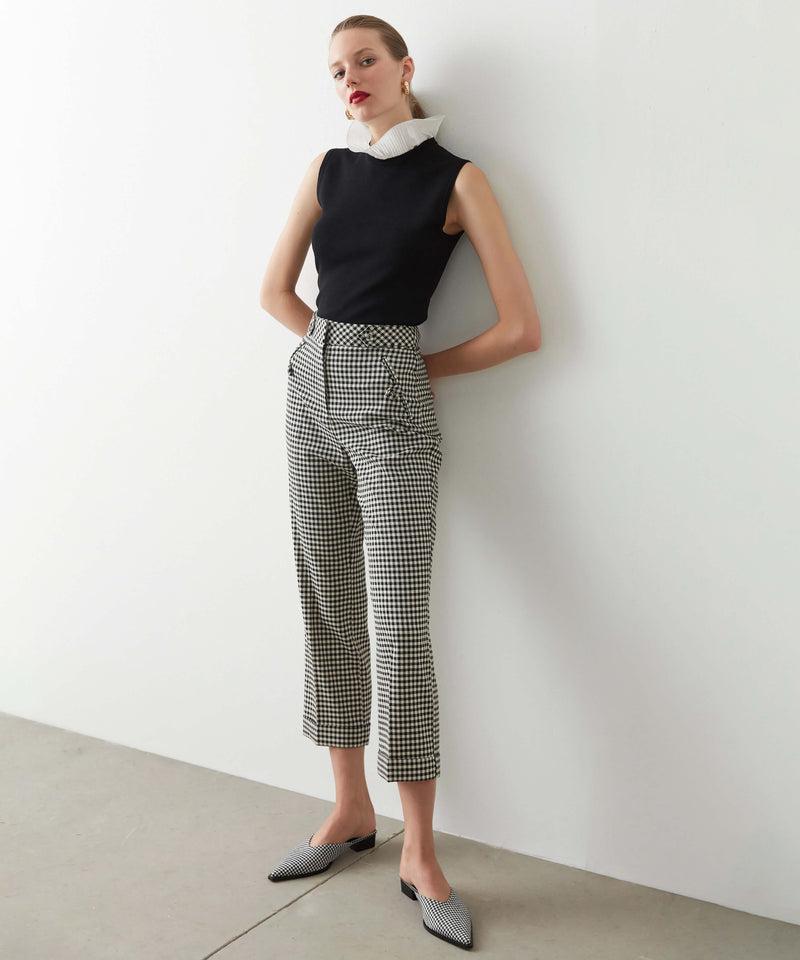 Ipekyol Gingham Pattern Trouser Black