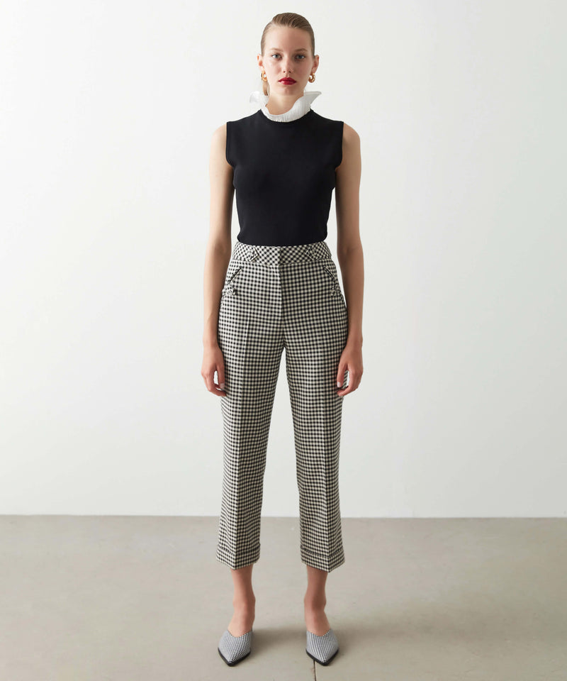 Ipekyol Gingham Pattern Trouser Black