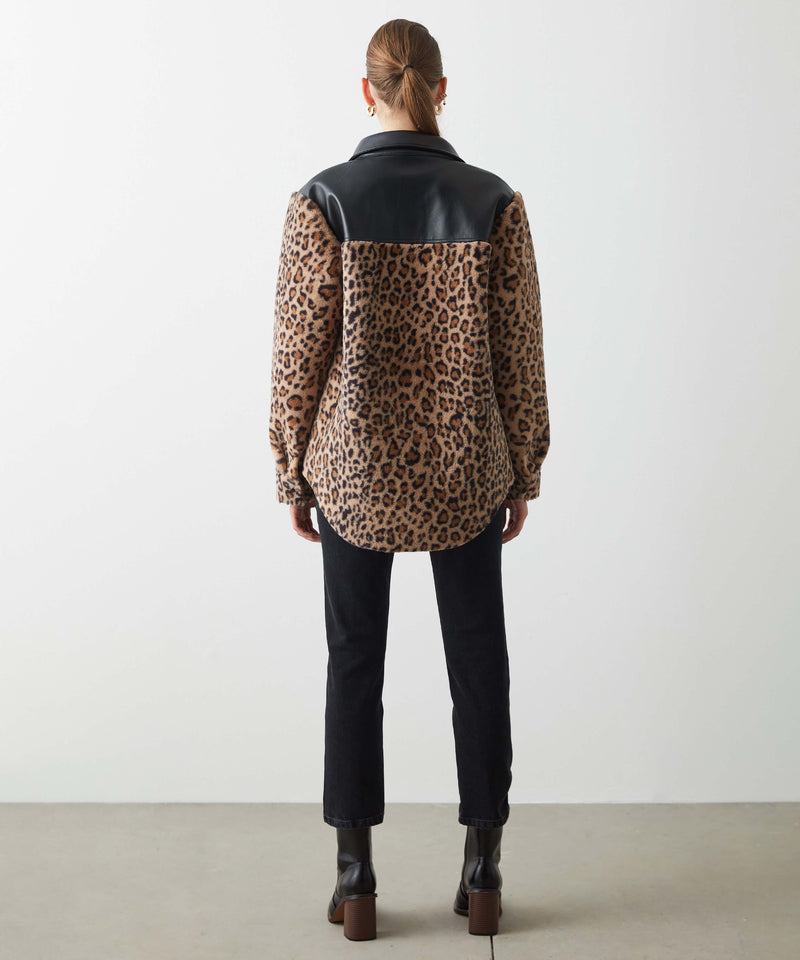 Ipekyol Leopard Pattern Mix Coat Brown