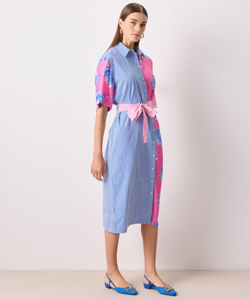 Ipekyol Striped With Floral Print Dress Pink