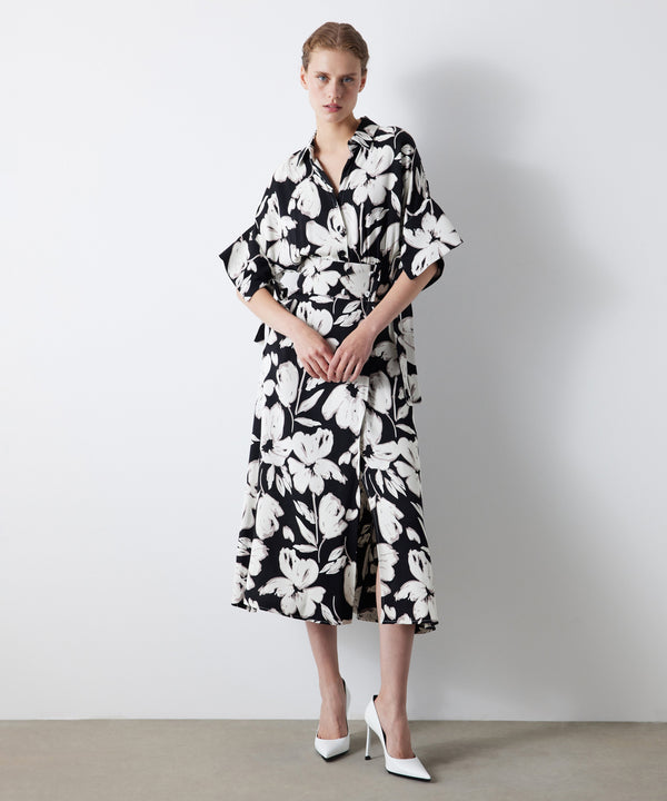 Ipekyol Floral Pattern Waist Accent Dress Ecru