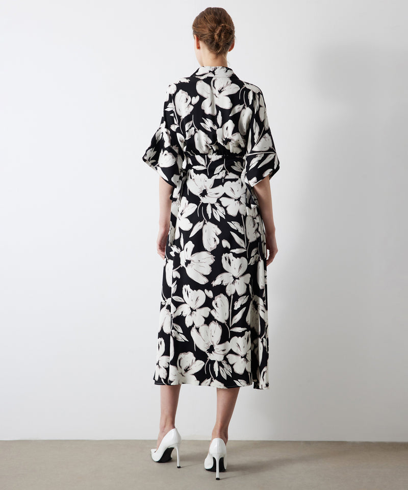 Ipekyol Floral Pattern Waist Accent Dress Ecru