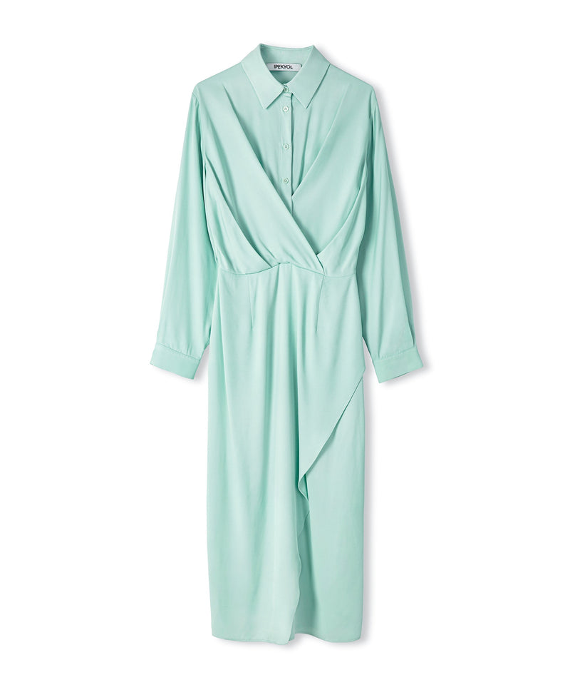 Ipekyol Draped Satin Midi Dress Light Green