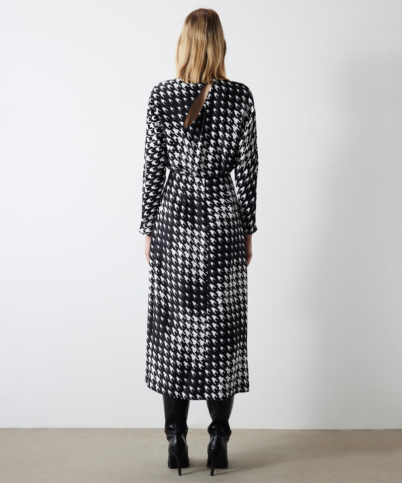 Ipekyol Houndstooth Pattern Midi Dress White