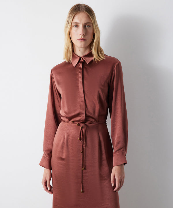 Ipekyol Shirt Collar Midi Dress Dark Powder