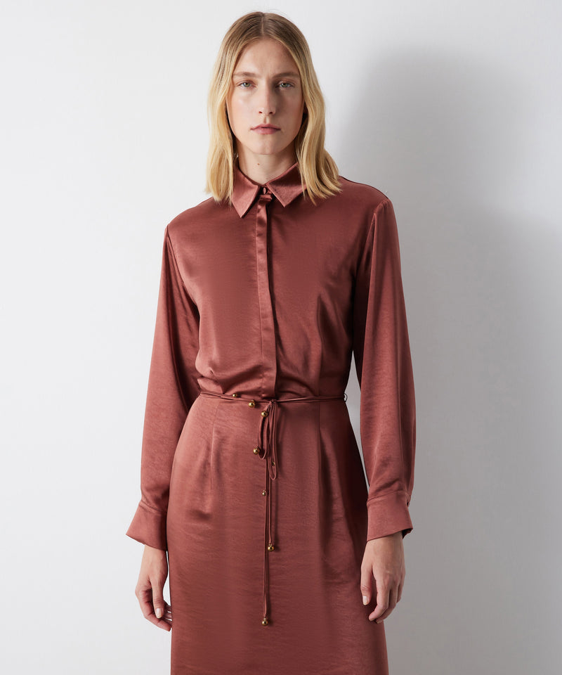 Ipekyol Shirt Collar Midi Dress Dark Powder