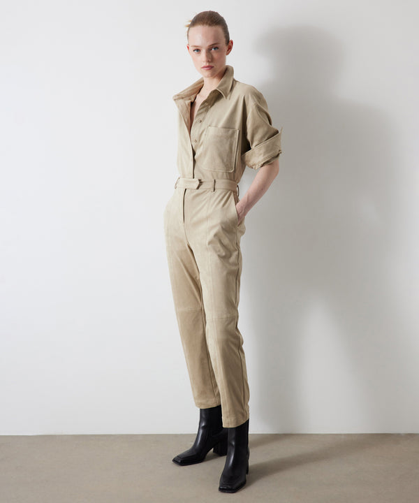 Ipekyol Cigarette Fit Suede Trousers Beige