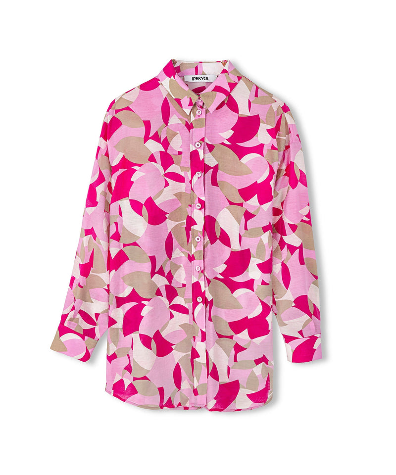 Ipekyol Patterned Oversize Shirt Pink