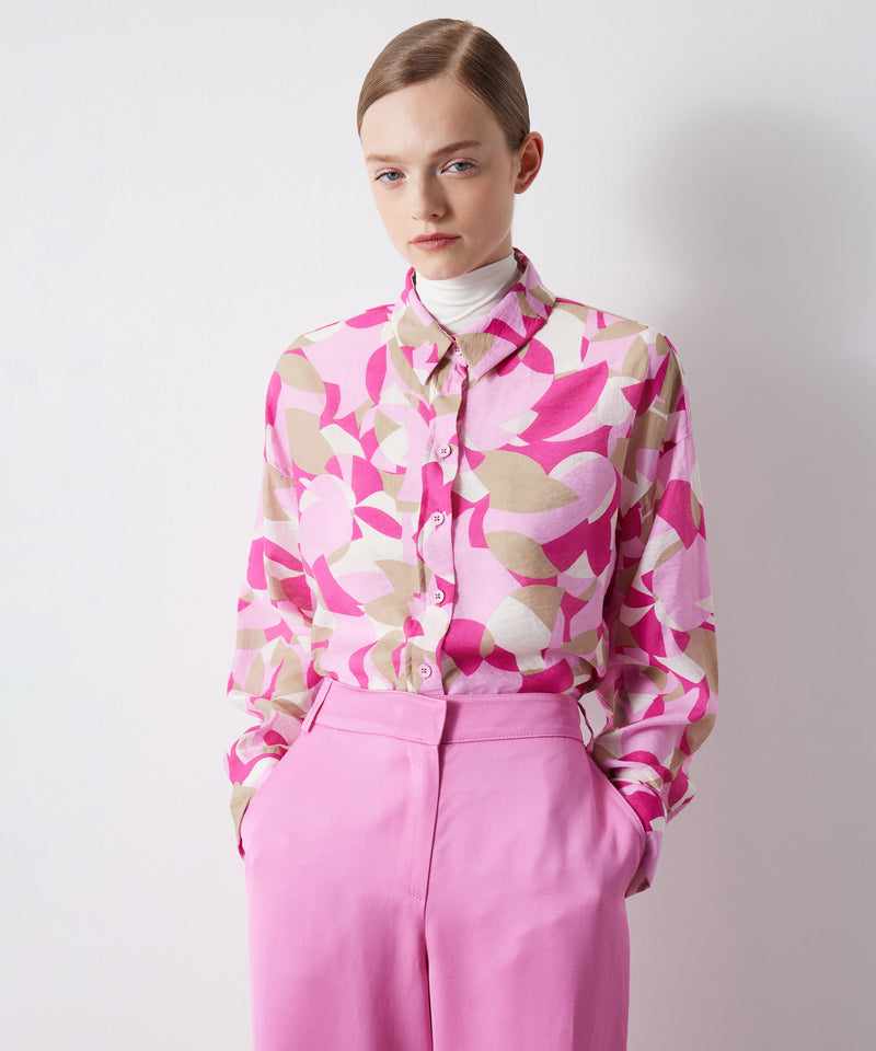 Ipekyol Patterned Oversize Shirt Pink