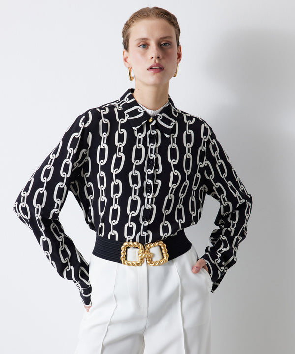 Ipekyol Chain Pattern Shirt Black