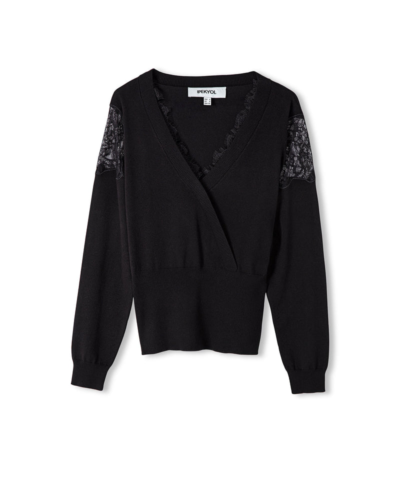 Ipekyol Lace Garnished Knitwear Black