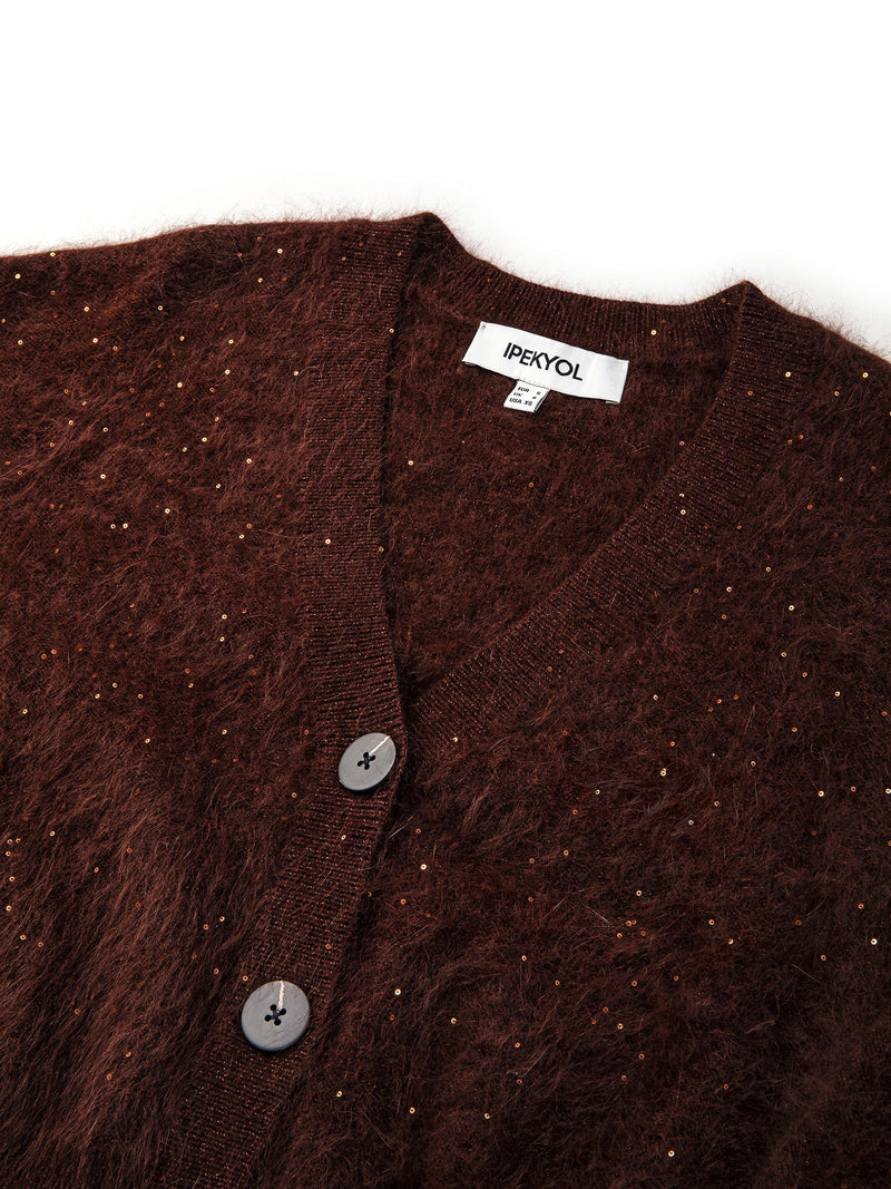 Ipekyol Sequin Embroidered Cardigan Brown