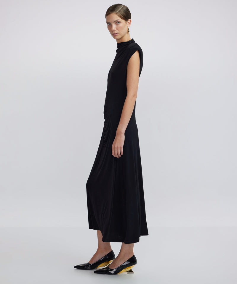 Ipekyol High Collar Draped Dress Black