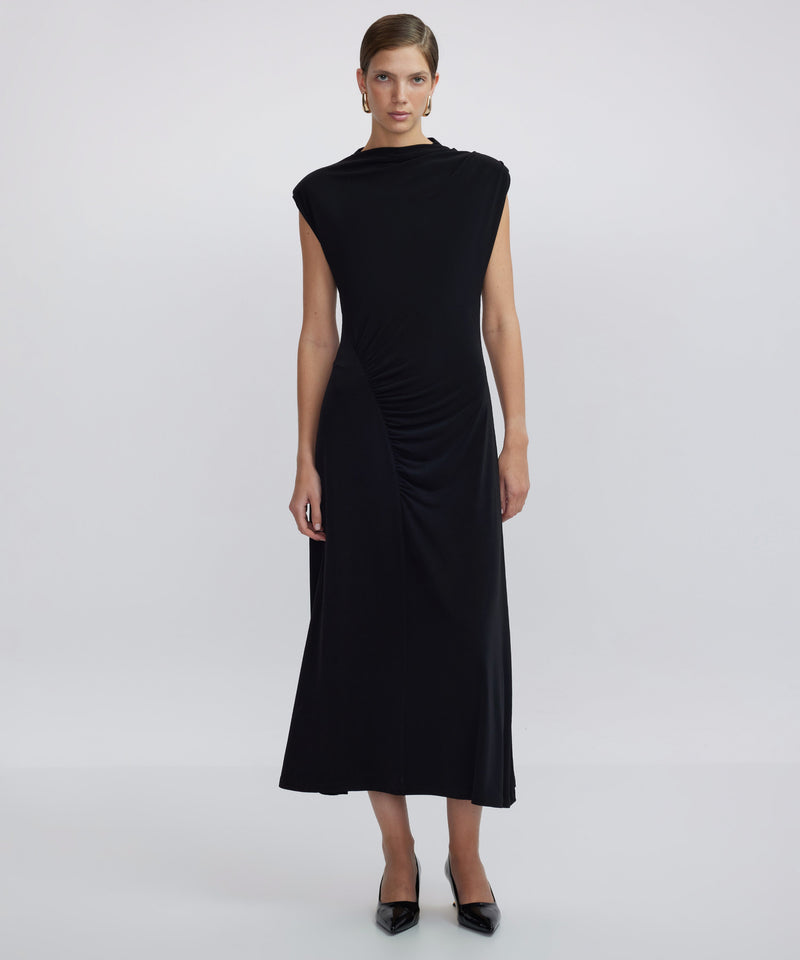 Ipekyol High Collar Draped Dress Black