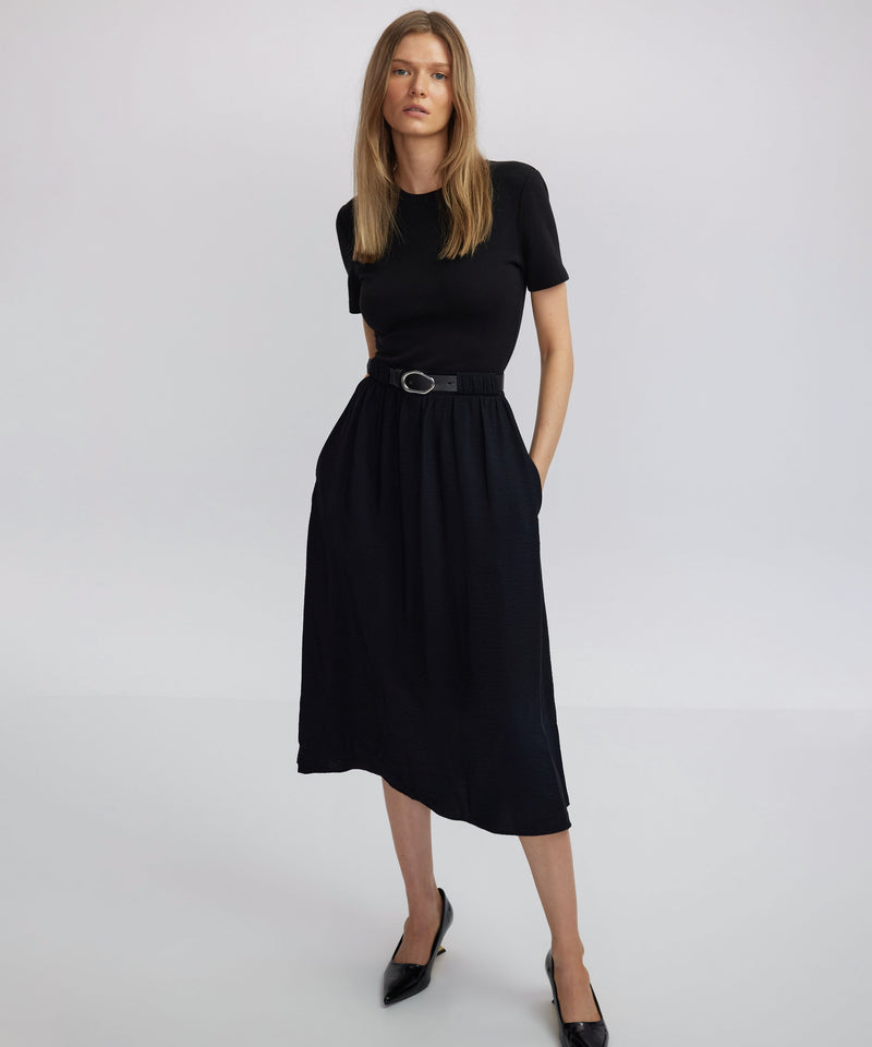 Ipekyol Fabric Mix Midi Dress Black