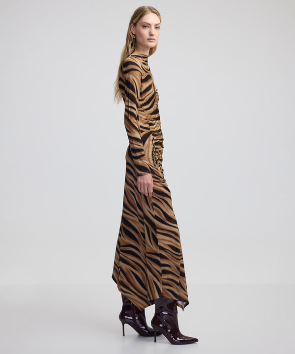 Ipekyol Patterned And Draped Dress Camel