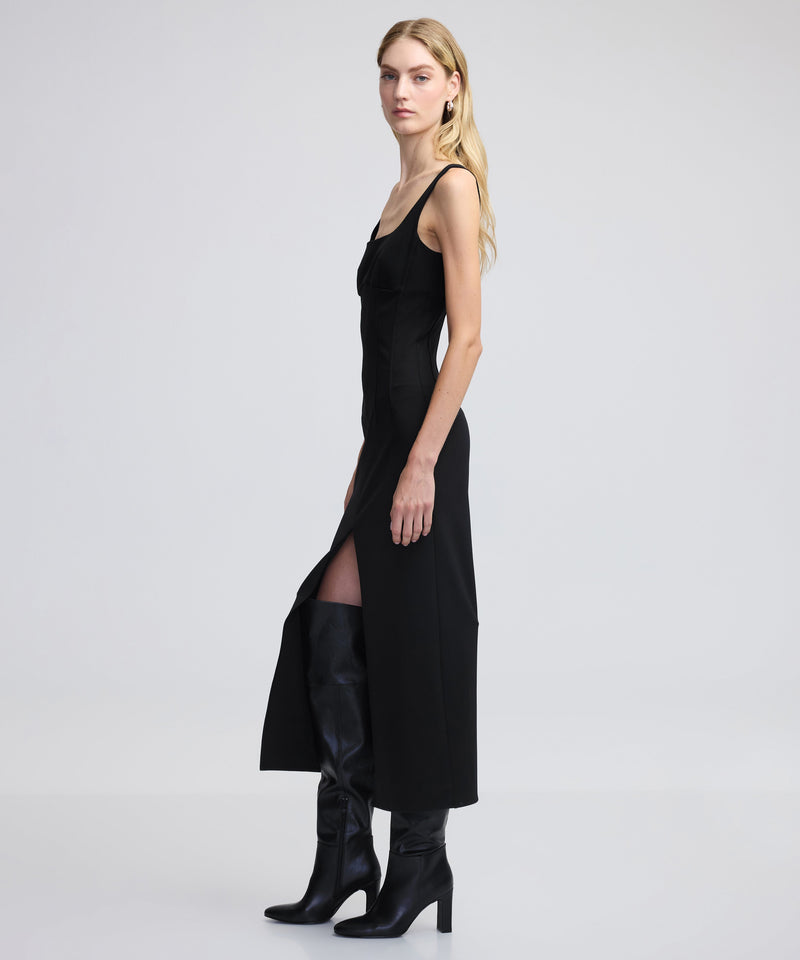 Ipekyol Square Neck Slit Dress Black