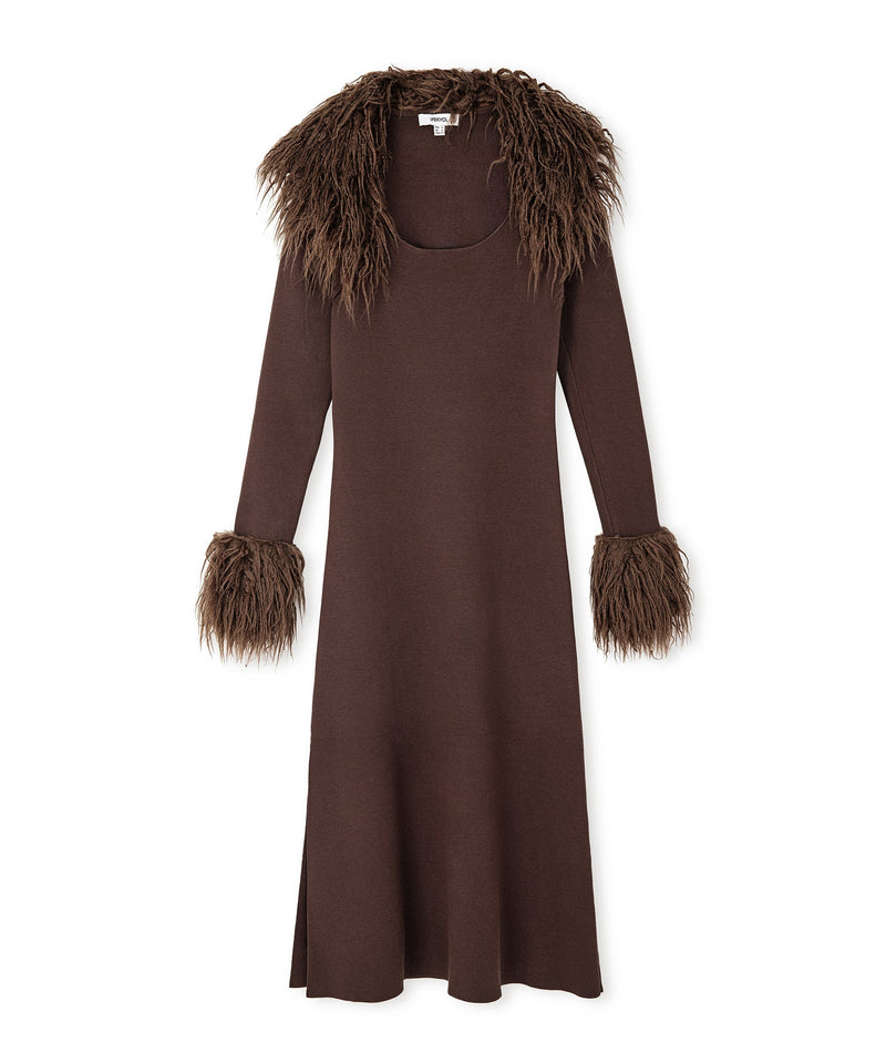 Ipekyol Faux Fur Two-Piece Dress Brown