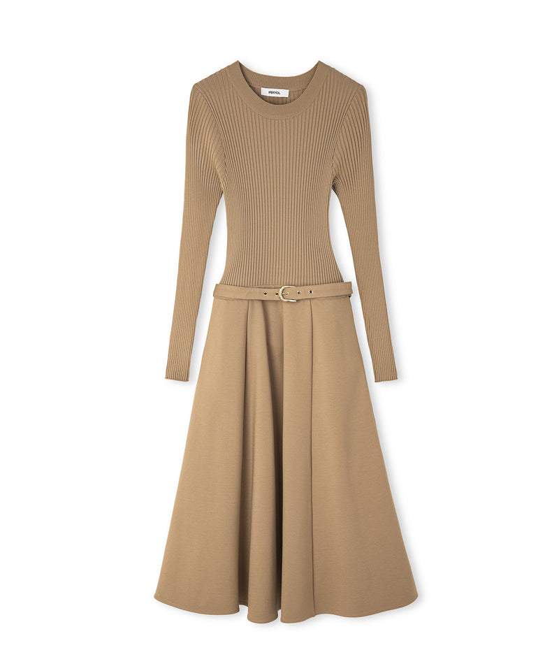 Ipekyol Knitwear Mix Belted Dress Natural